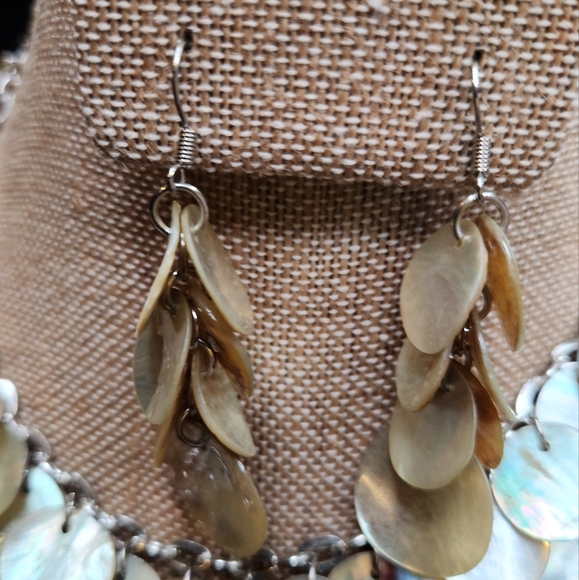 MOP Silver Earrings and Necklace Duo - Picture 3 of 7